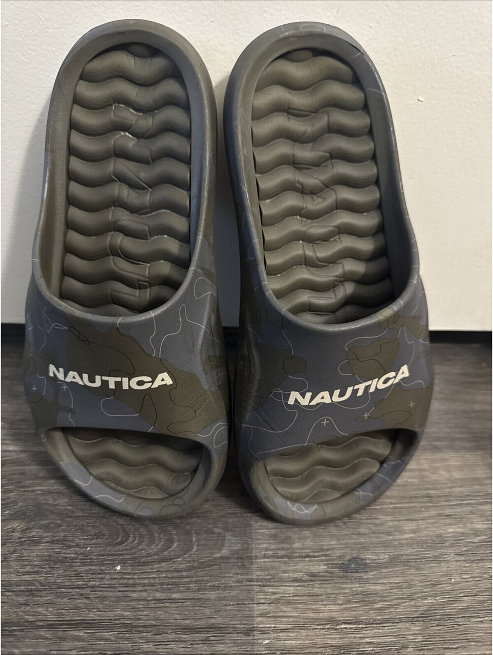 Nautica Kyan Men’s Camo Shower Slide Sandals Olive Green Water Shoes Size 7